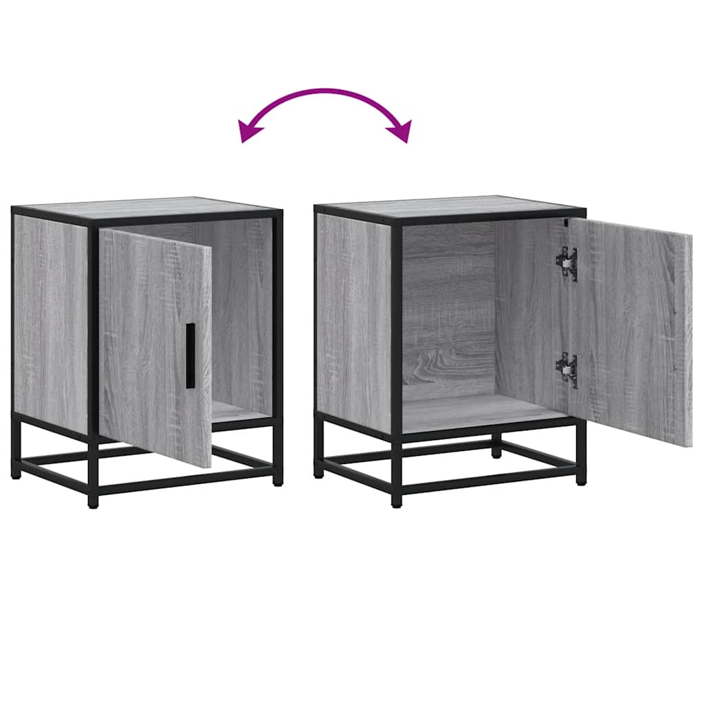 Comodini 2pz Grigio Sonoma 40x31x50cm Legno Multistrato Metallo