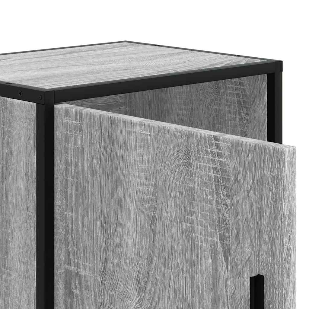 Comodini 2pz Grigio Sonoma 40x31x50cm Legno Multistrato Metallo