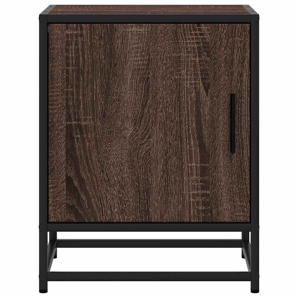 Comodino Rovere Marrone 40x31x50 cm Legno Multistrato e Metallo