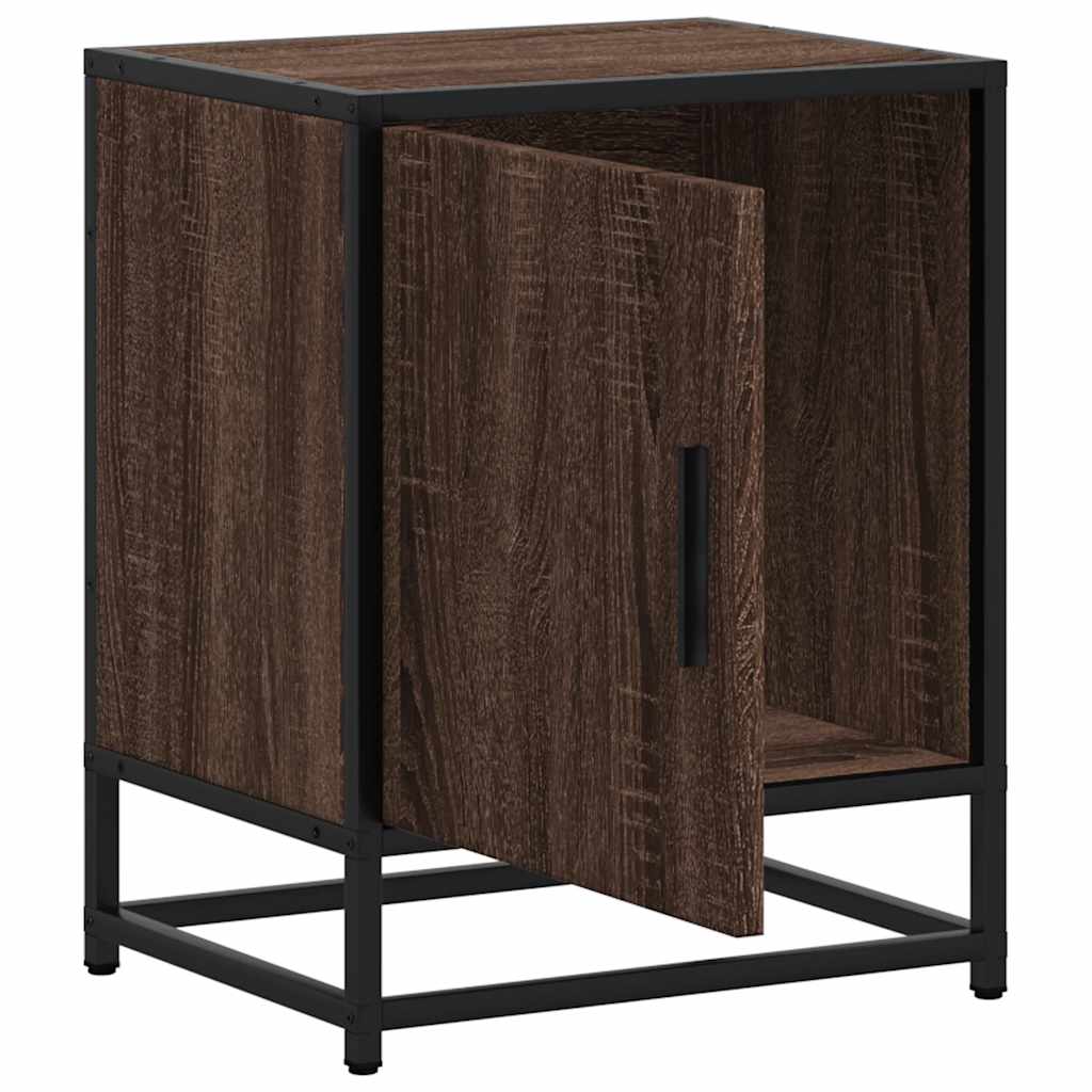 Comodino Rovere Marrone 40x31x50 cm Legno Multistrato e Metallo