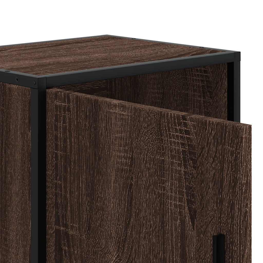 Comodino Rovere Marrone 40x31x50 cm Legno Multistrato e Metallo