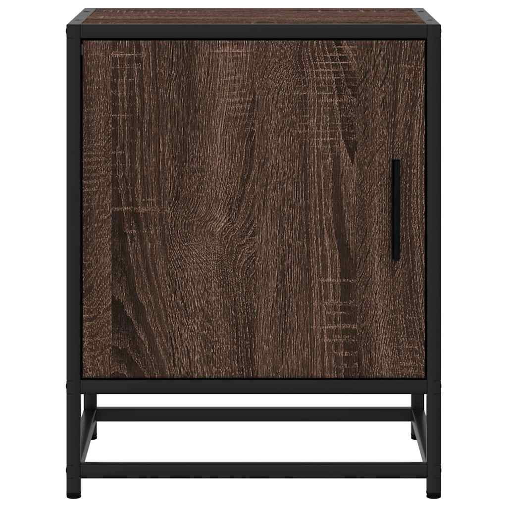 Comodini Rovere Marrone 2 pz Legno Multistrato e Metallo