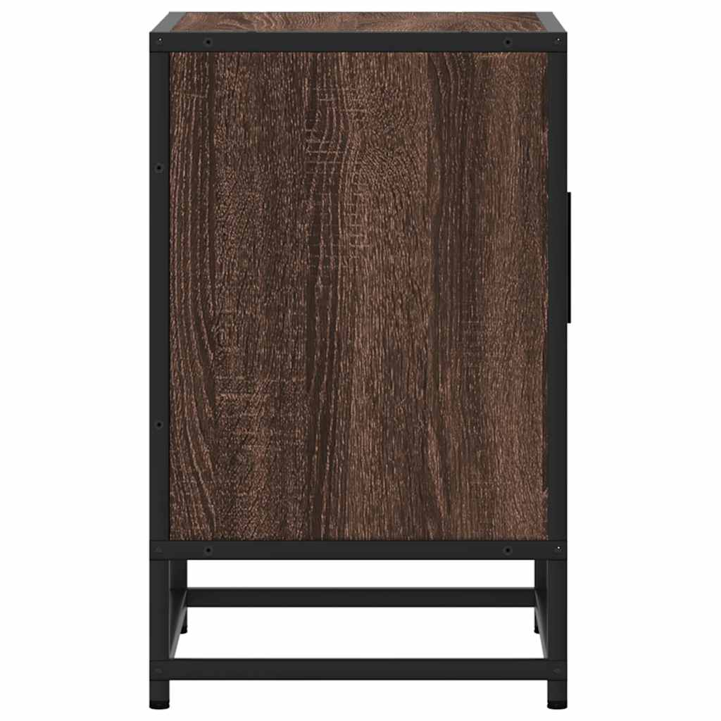 Comodini Rovere Marrone 2 pz Legno Multistrato e Metallo