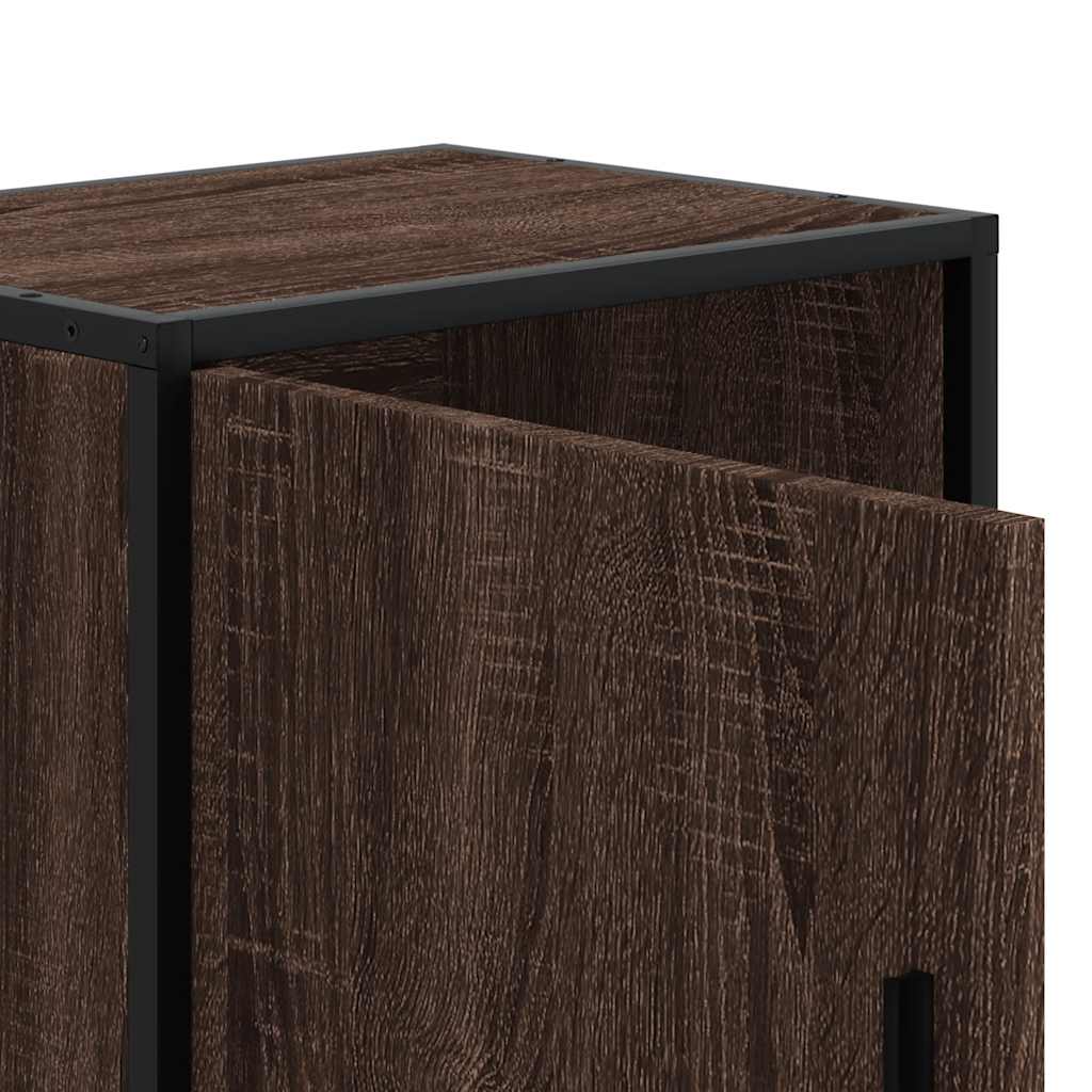 Comodini Rovere Marrone 2 pz Legno Multistrato e Metallo