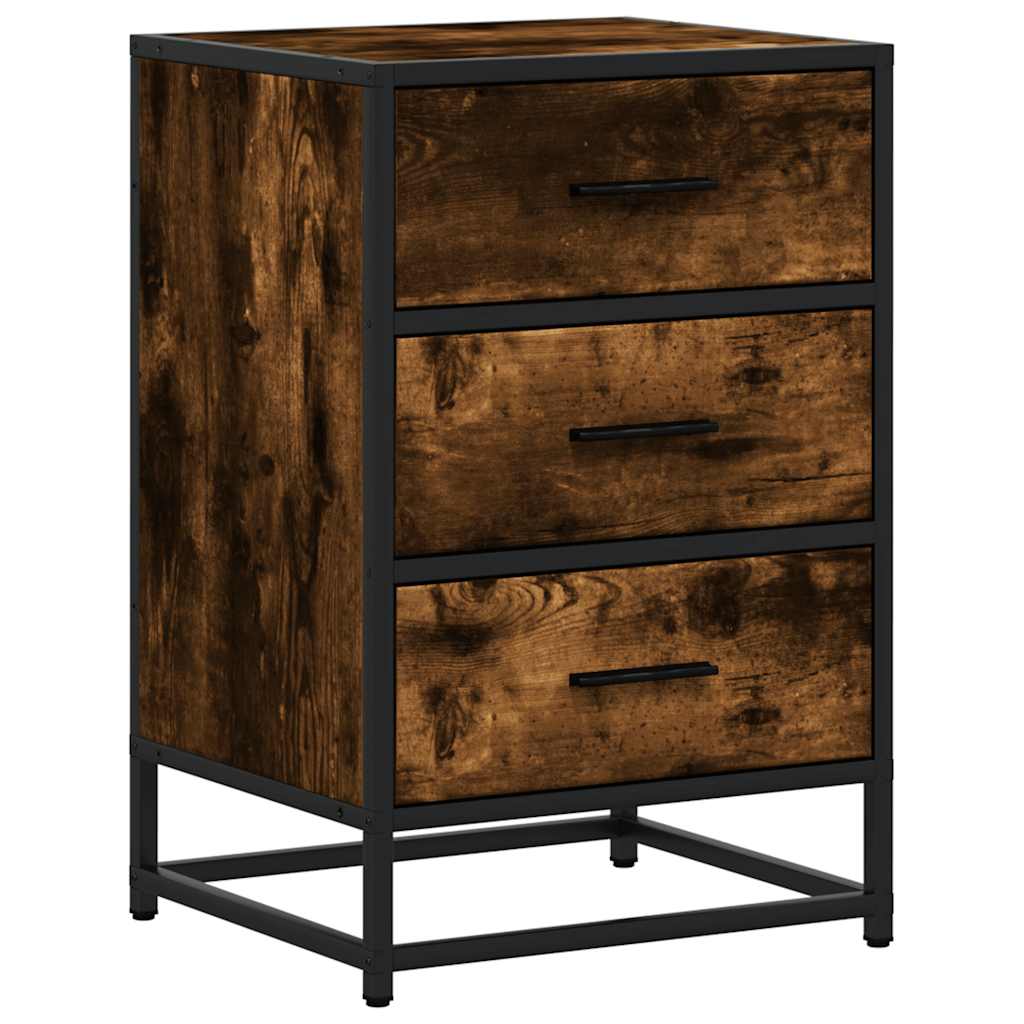 Comodino Rovere Fumo 40x34,5x60 cm Legno Multistrato e Metallo