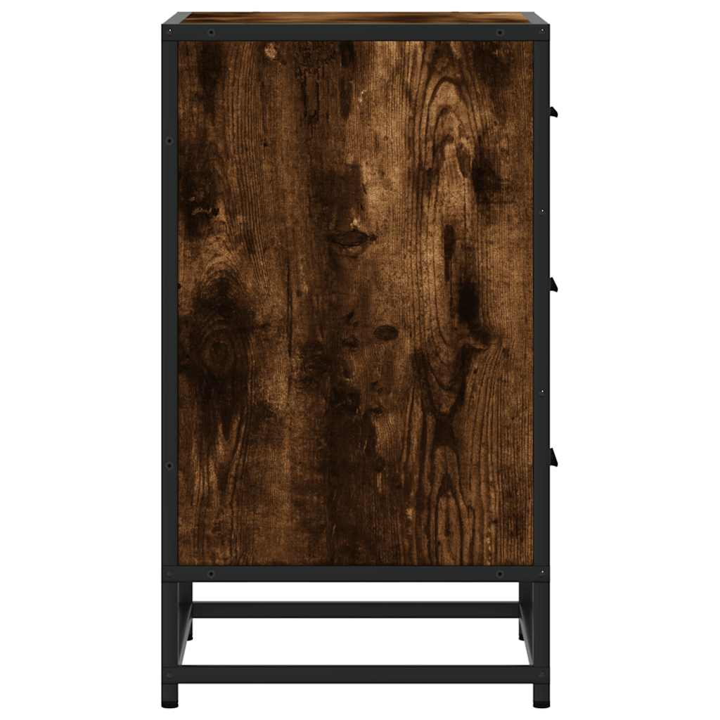 Comodino Rovere Fumo 40x34,5x60 cm Legno Multistrato e Metallo