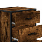 Comodino Rovere Fumo 40x34,5x60 cm Legno Multistrato e Metallo