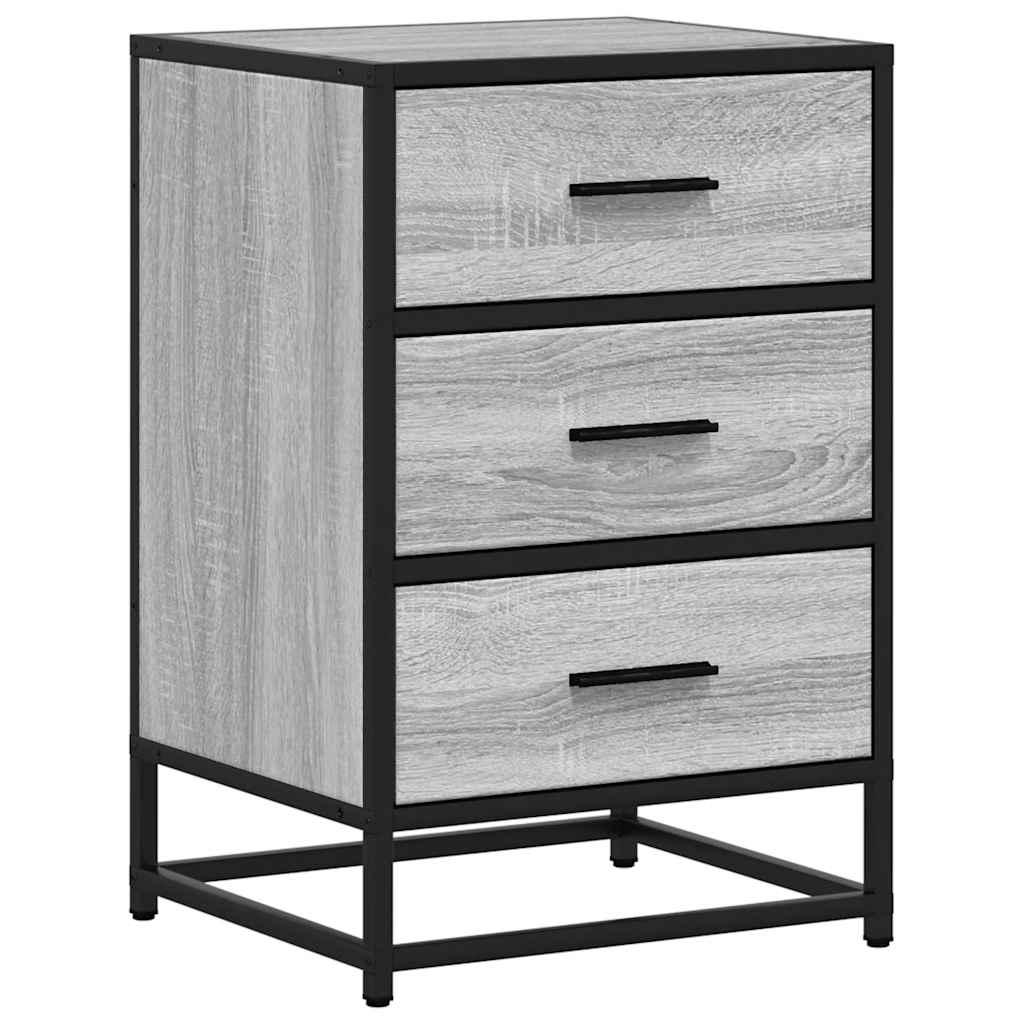 Comodino Grigio Sonoma 40x34,5x60 cm Legno Multistrato Metallo