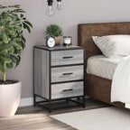 Comodino Grigio Sonoma 40x34,5x60 cm Legno Multistrato Metallo