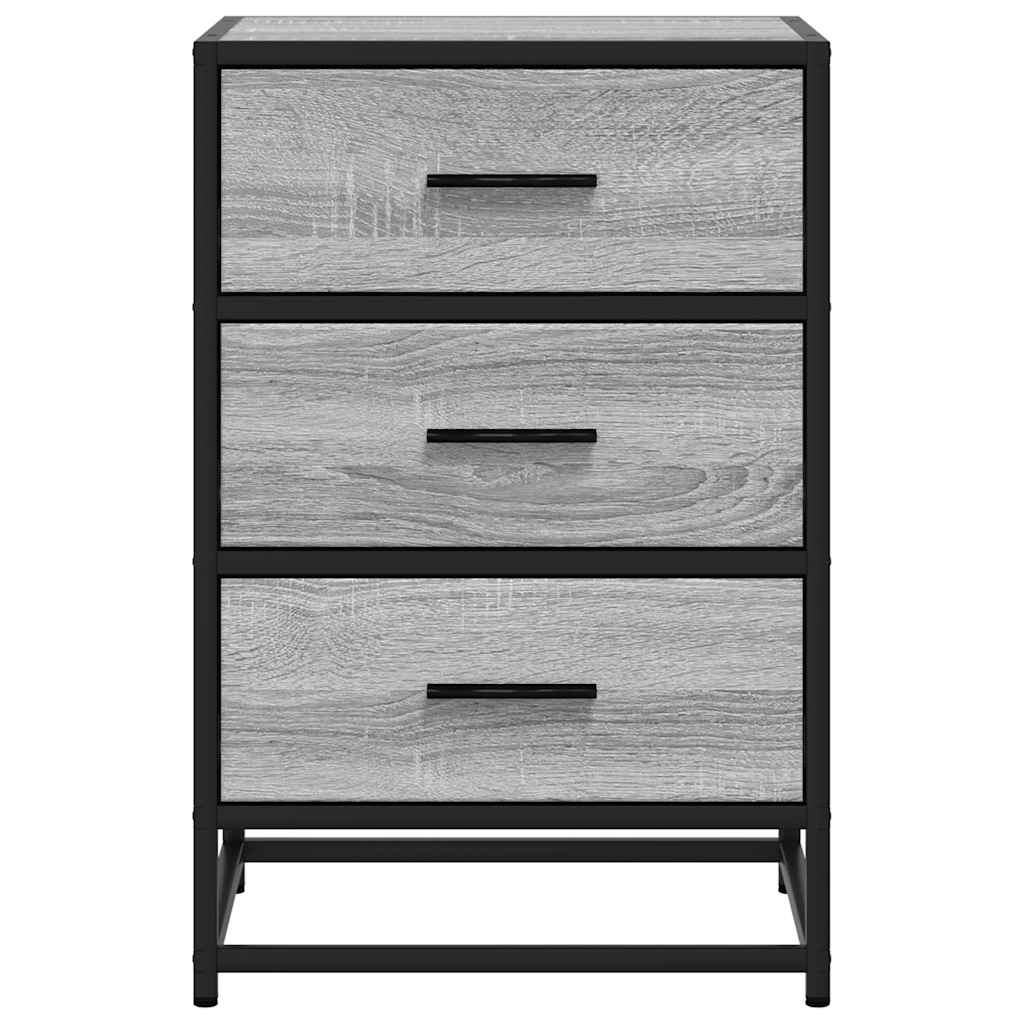 Comodino Grigio Sonoma 40x34,5x60 cm Legno Multistrato Metallo