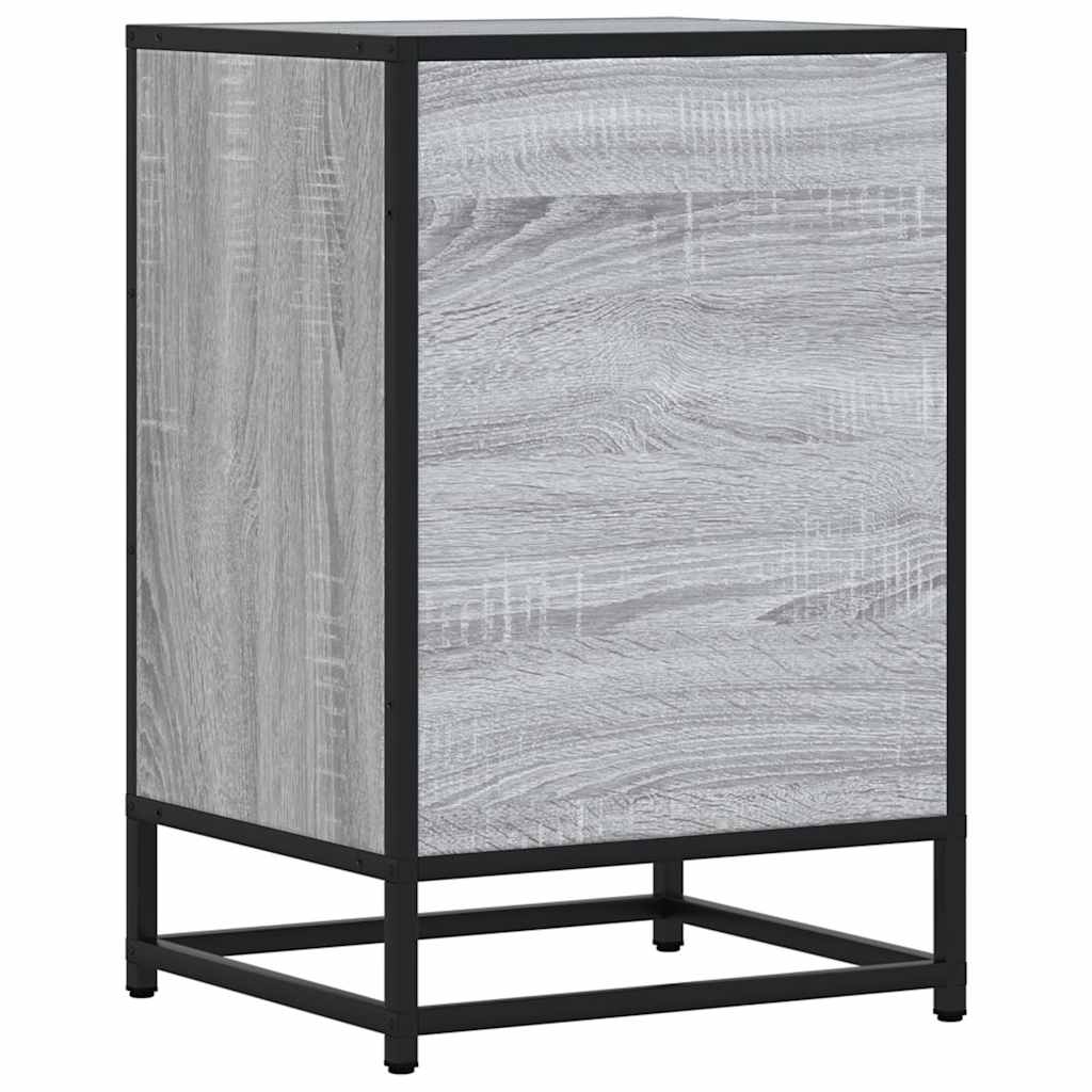 Comodino Grigio Sonoma 40x34,5x60 cm Legno Multistrato Metallo