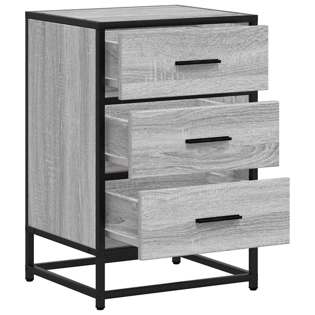 Comodino Grigio Sonoma 40x34,5x60 cm Legno Multistrato Metallo