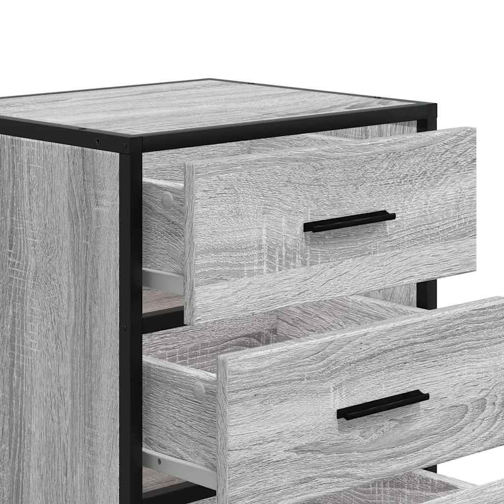 Comodino Grigio Sonoma 40x34,5x60 cm Legno Multistrato Metallo