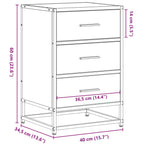 Comodino Grigio Sonoma 40x34,5x60 cm Legno Multistrato Metallo