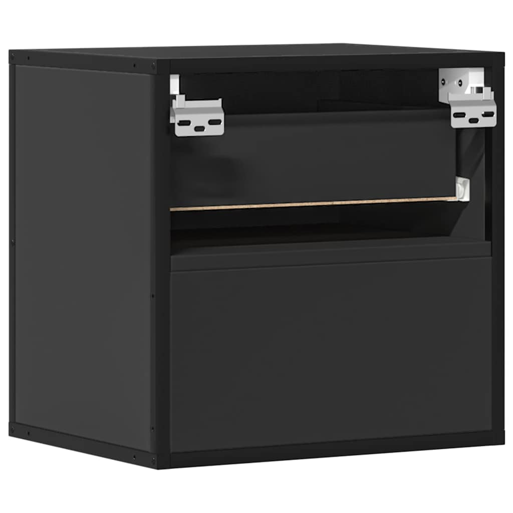 Comodino a Muro Nero 40x31x39,5 cm
