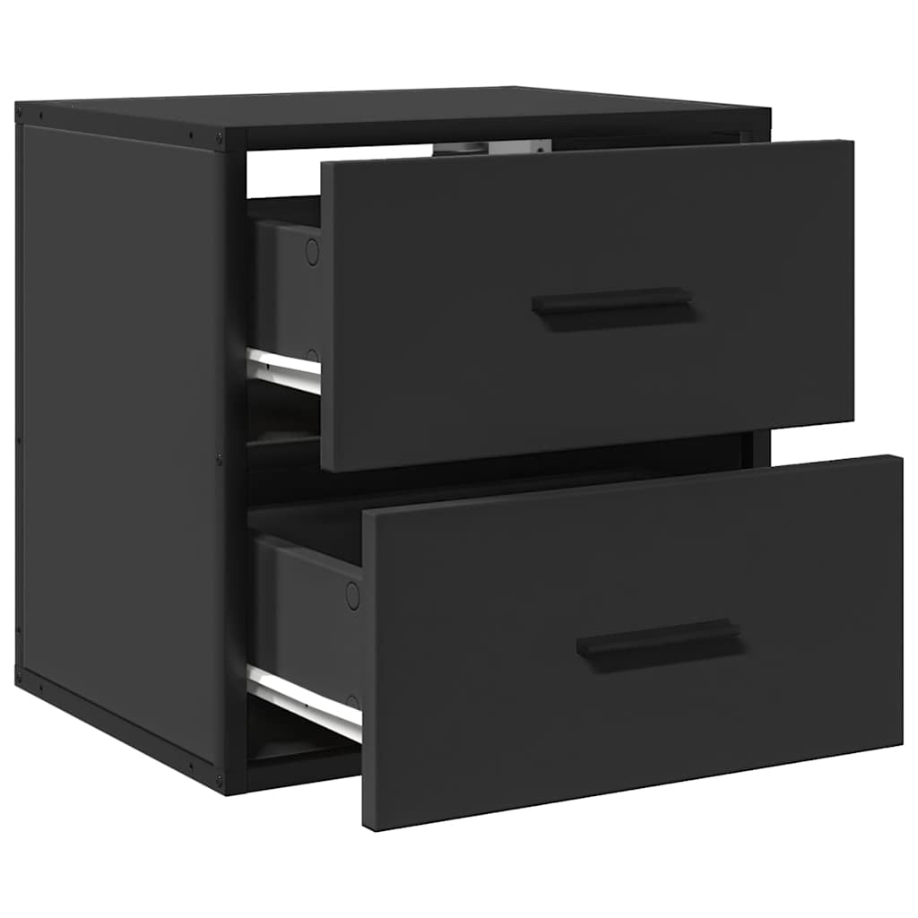 Comodino a Muro Nero 40x31x39,5 cm