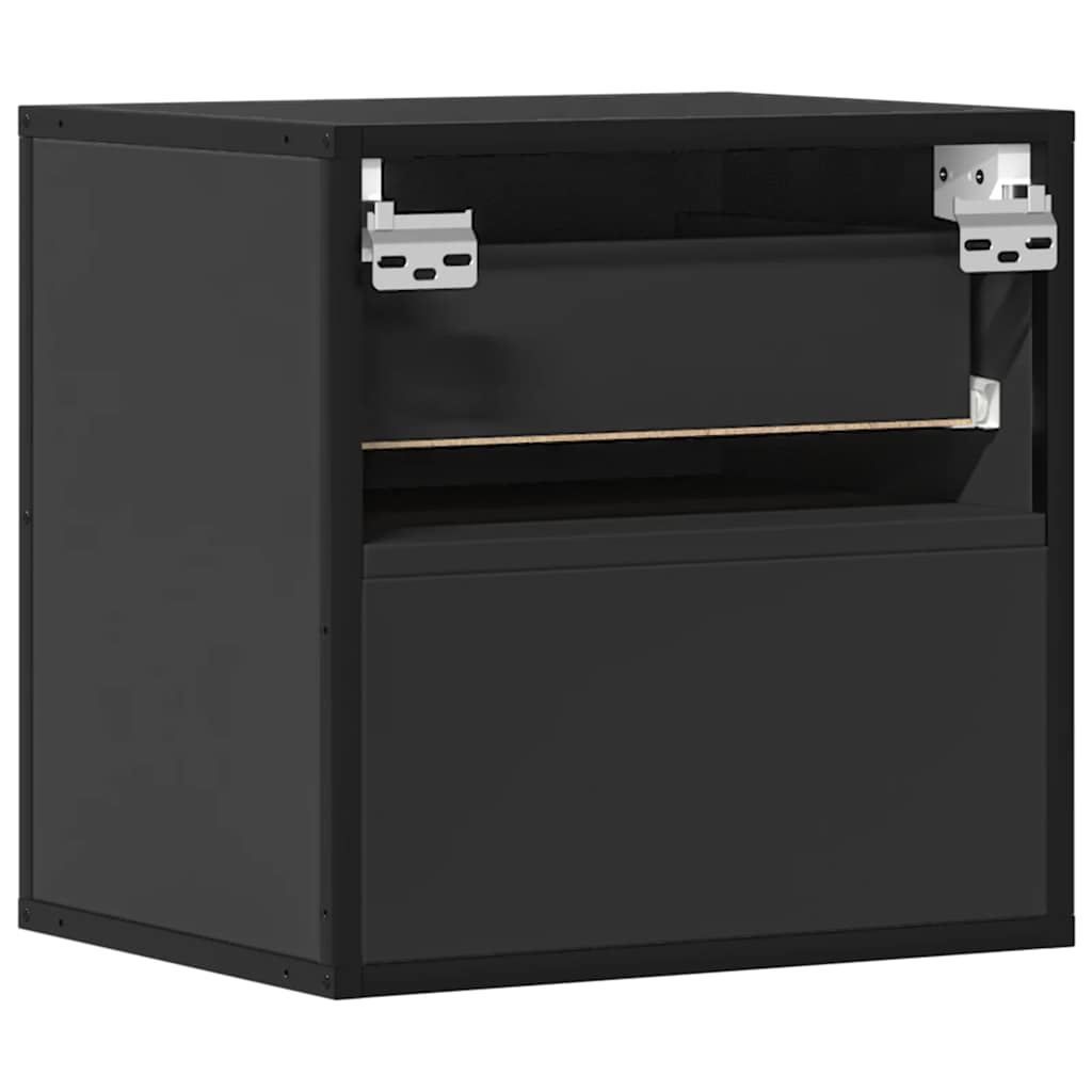 Comodini a Muro 2 pz Nero 40x31x39,5 cm