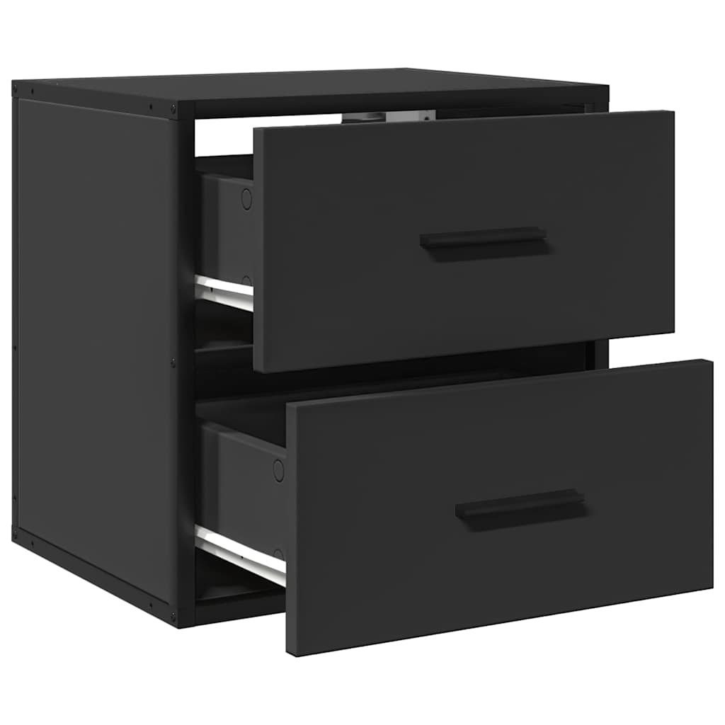 Comodini a Muro 2 pz Nero 40x31x39,5 cm
