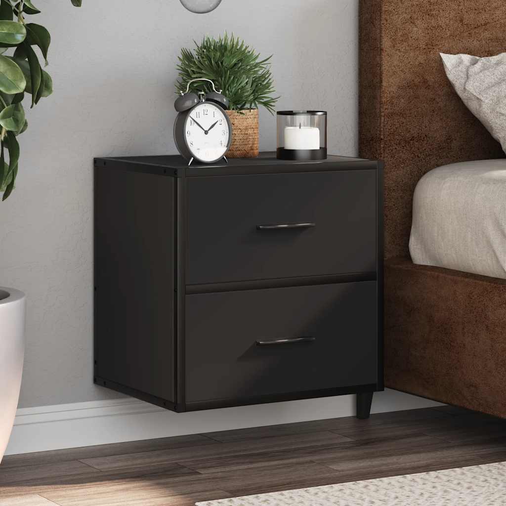Comodini a Muro 2 pz Nero 40x31x39,5 cm