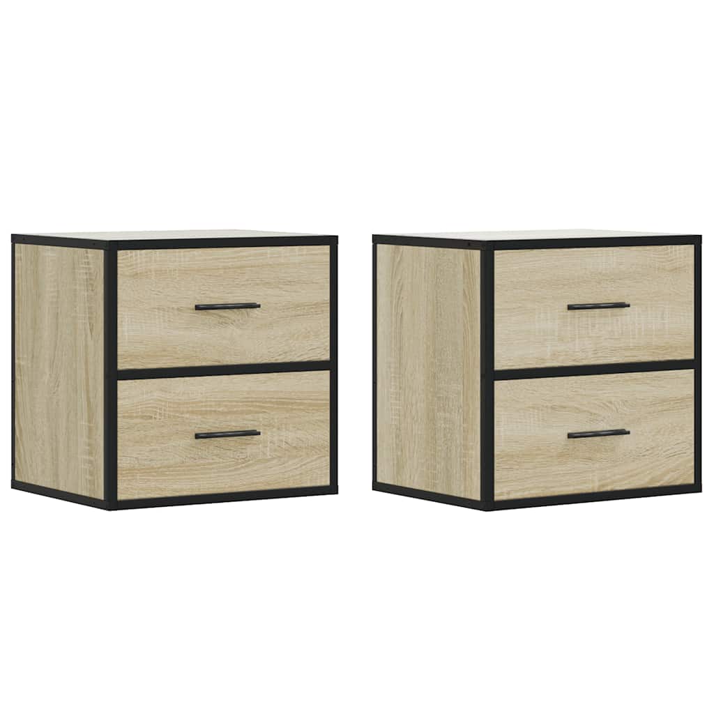 Comodini a Muro 2 pz Rovere Sonoma 40x31x39,5 cm