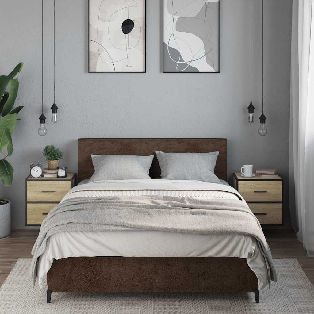 Comodini a Muro 2 pz Rovere Sonoma 40x31x39,5 cm