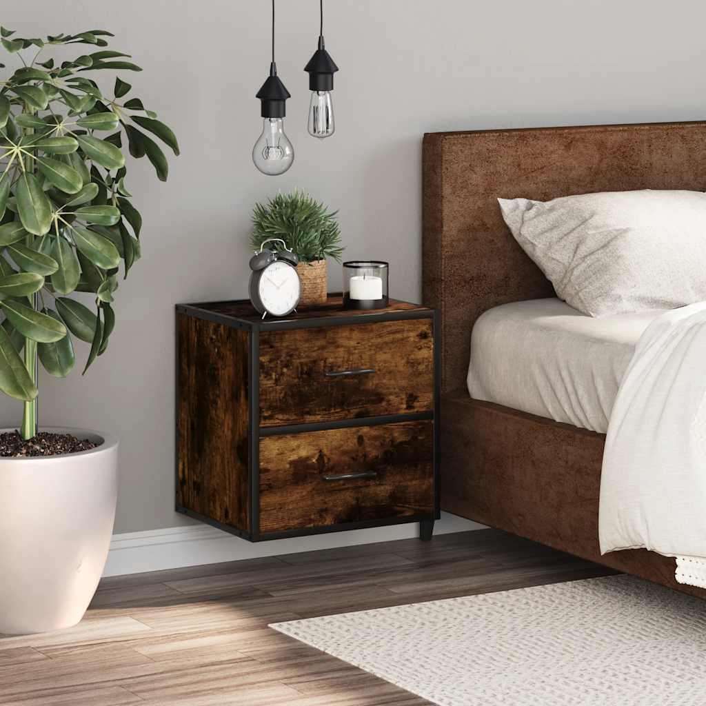 Comodino a Muro Rovere Fumo 40x31x39,5 cm