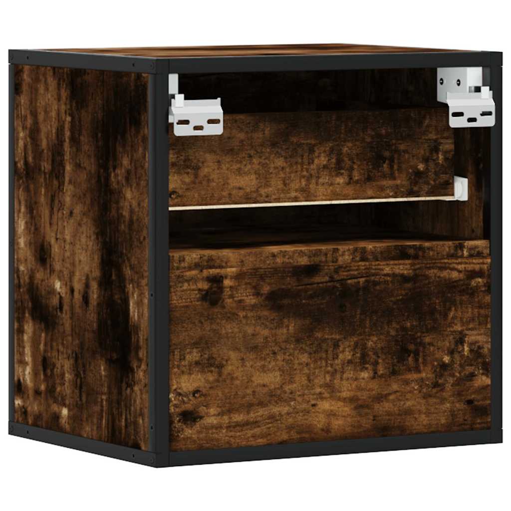 Comodini a Muro 2 pz Rovere Fumo 40x31x39,5 cm