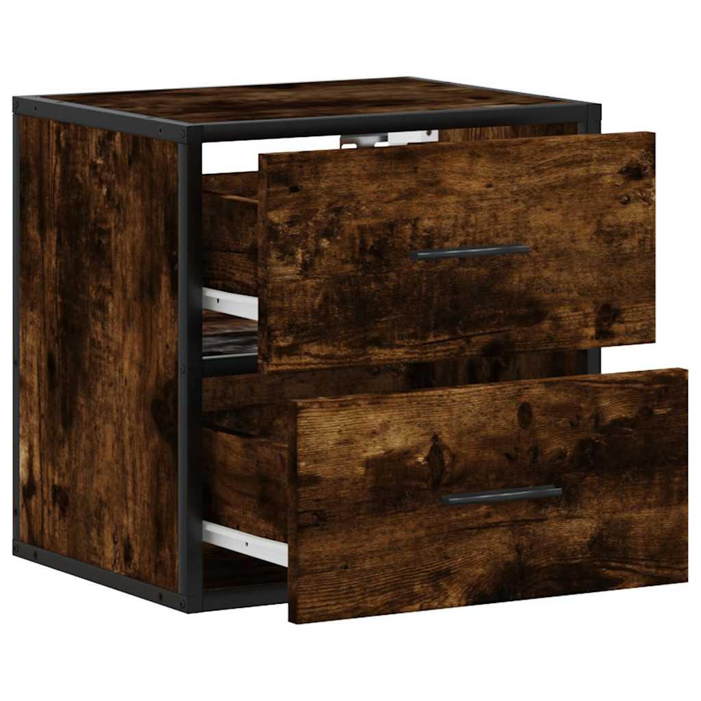 Comodini a Muro 2 pz Rovere Fumo 40x31x39,5 cm