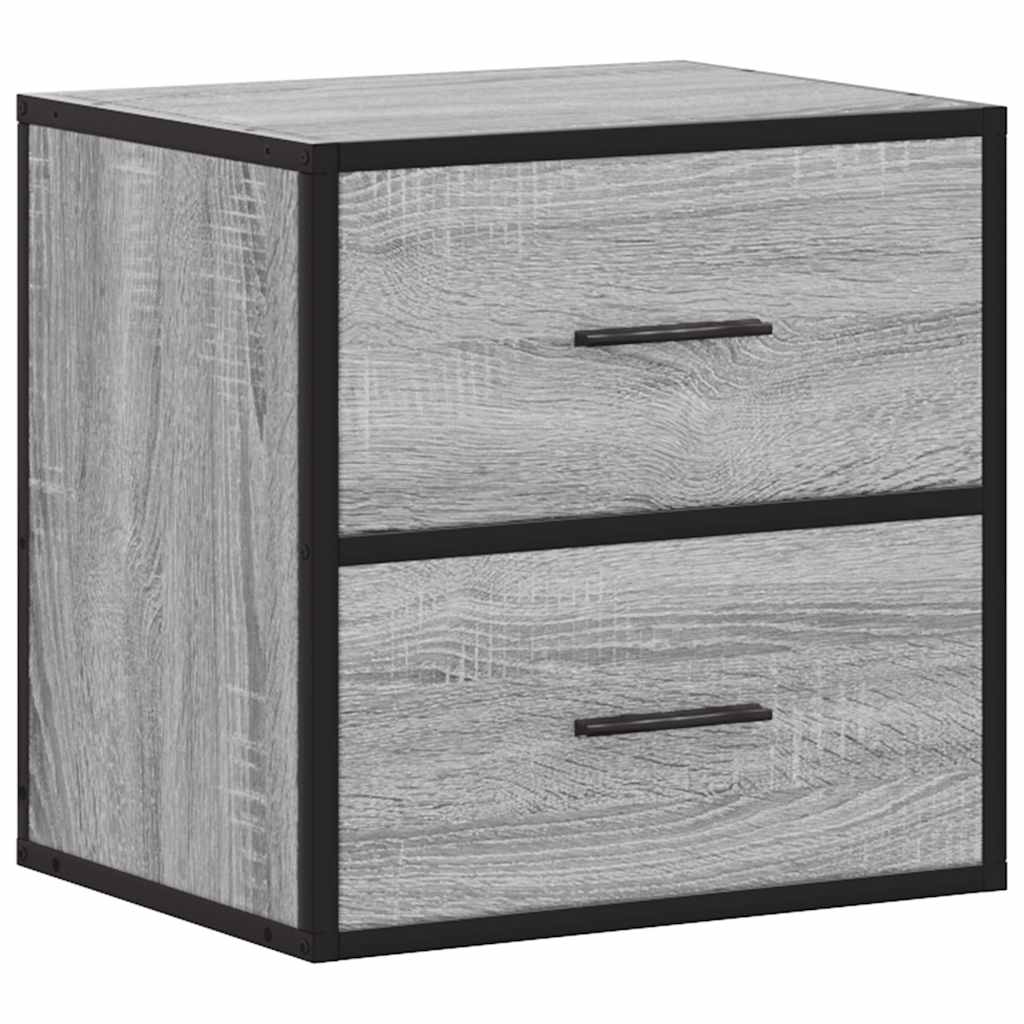 Comodino a Muro Grigio Sonoma 40x31x39,5 cm