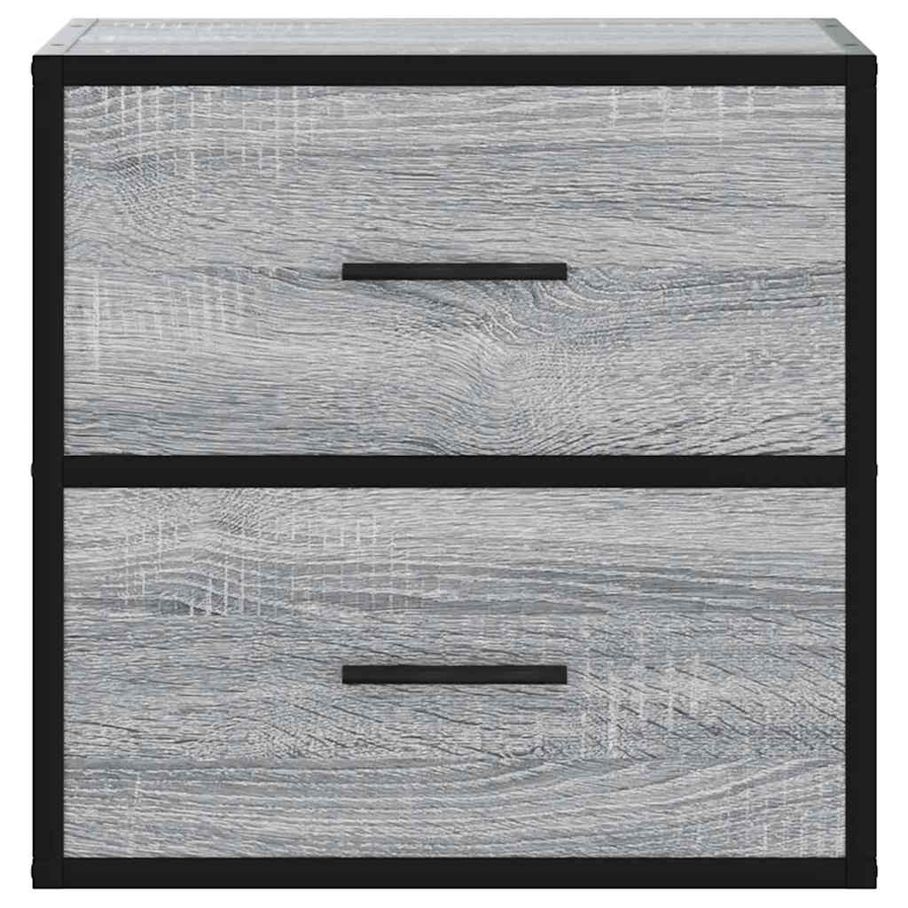 Comodino a Muro Grigio Sonoma 40x31x39,5 cm
