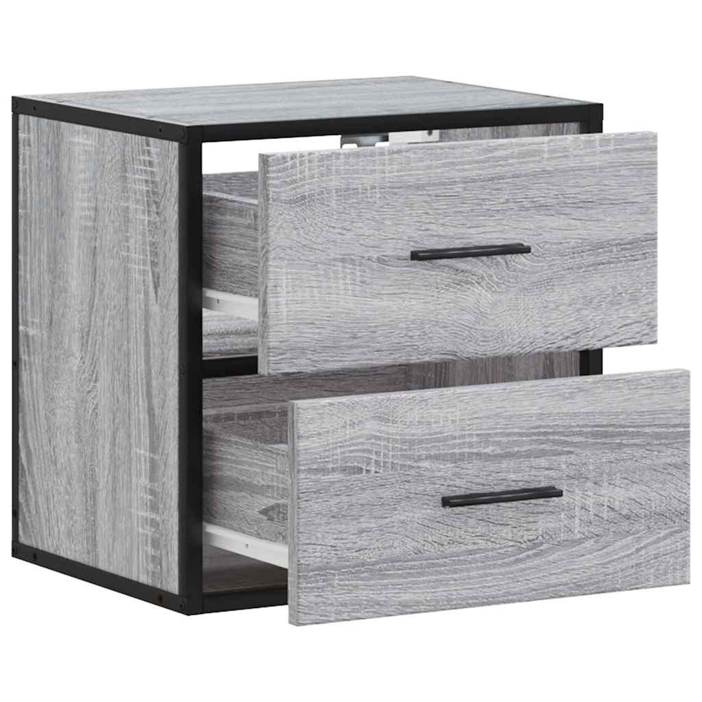 Comodino a Muro Grigio Sonoma 40x31x39,5 cm