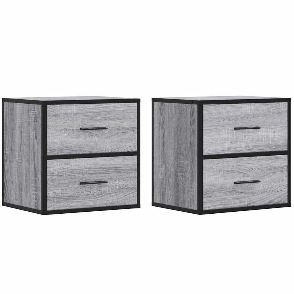 Comodini a Muro 2 pz Grigio Sonoma 40x31x39,5 cm