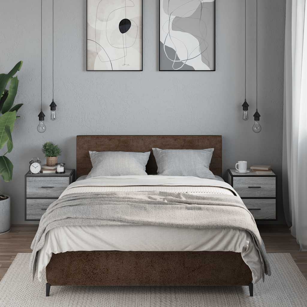 Comodini a Muro 2 pz Grigio Sonoma 40x31x39,5 cm