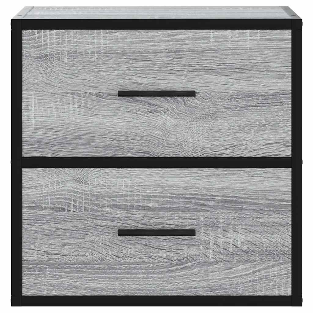 Comodini a Muro 2 pz Grigio Sonoma 40x31x39,5 cm