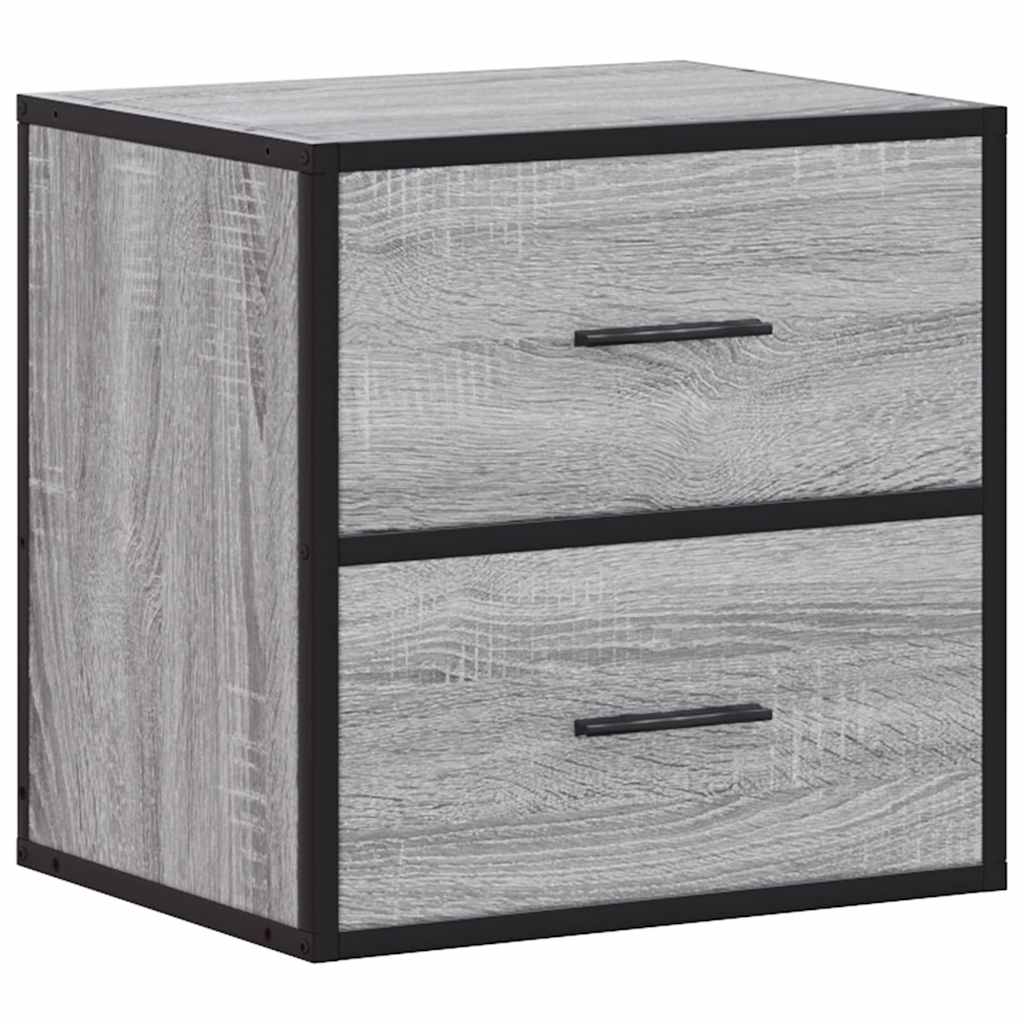 Comodini a Muro 2 pz Grigio Sonoma 40x31x39,5 cm