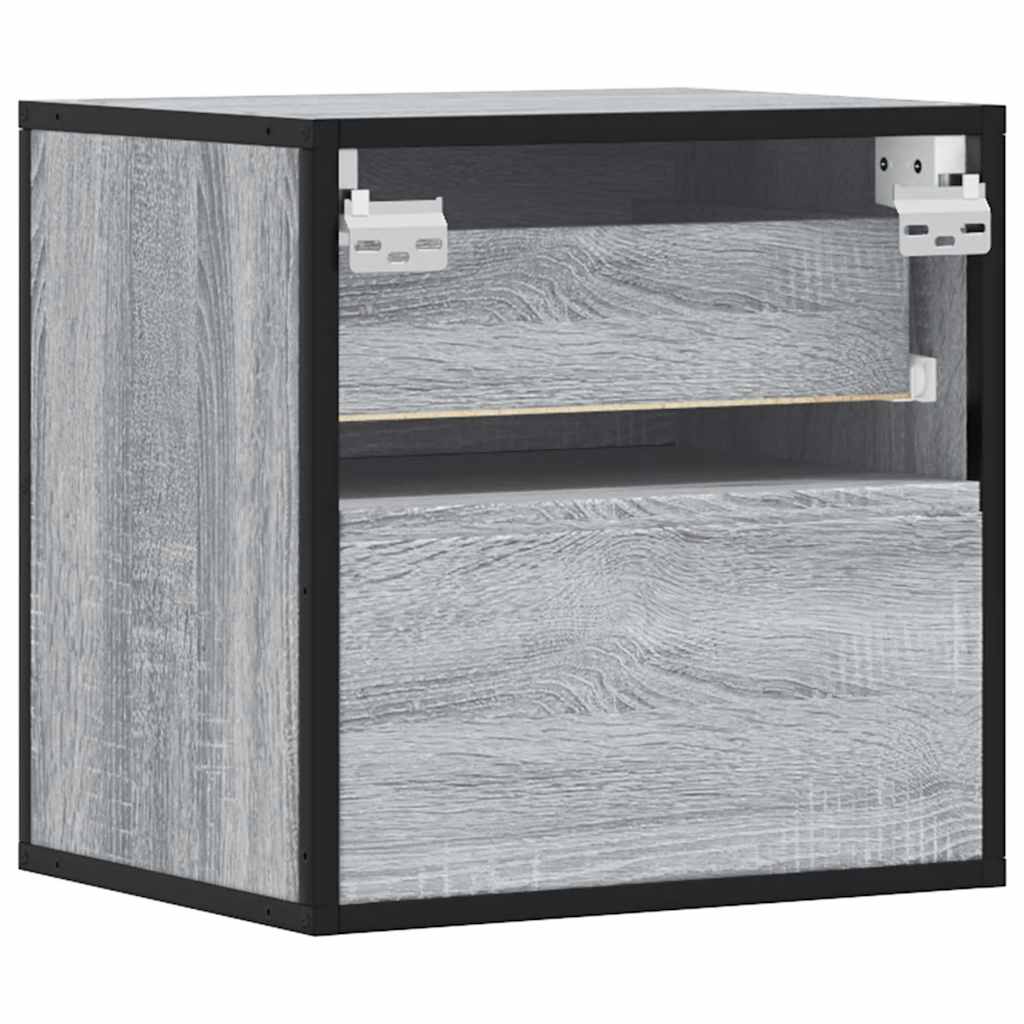 Comodini a Muro 2 pz Grigio Sonoma 40x31x39,5 cm