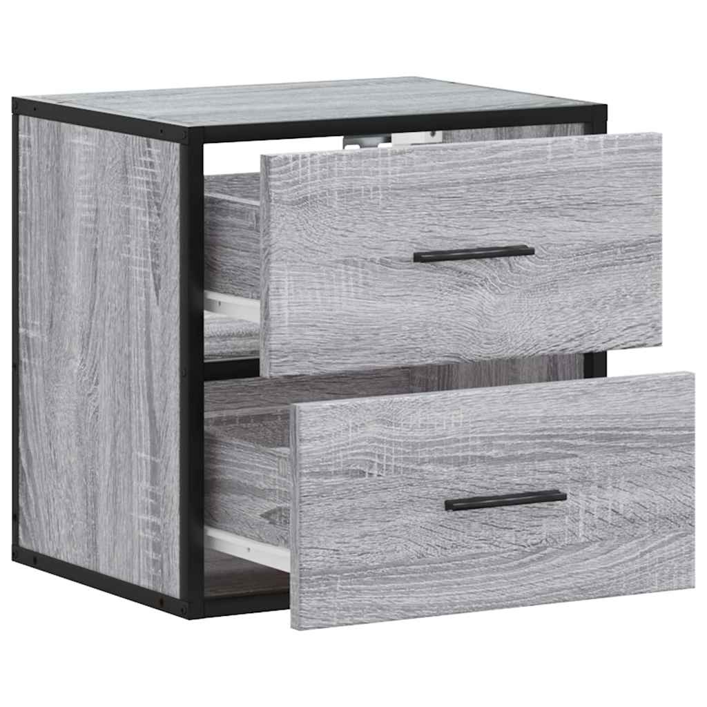 Comodini a Muro 2 pz Grigio Sonoma 40x31x39,5 cm