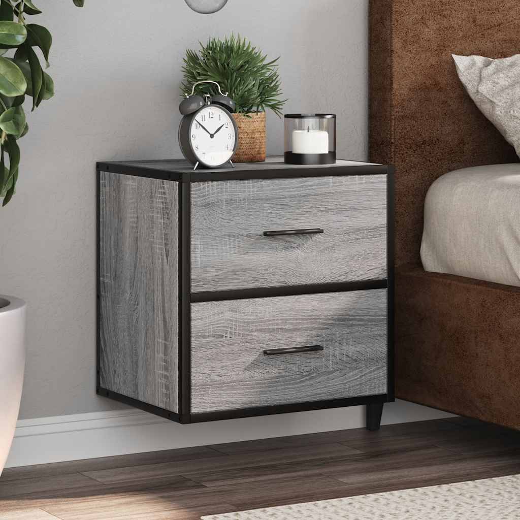 Comodini a Muro 2 pz Grigio Sonoma 40x31x39,5 cm