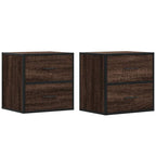 Comodini a Muro 2 pz Rovere Marrone 40x31x39,5 cm