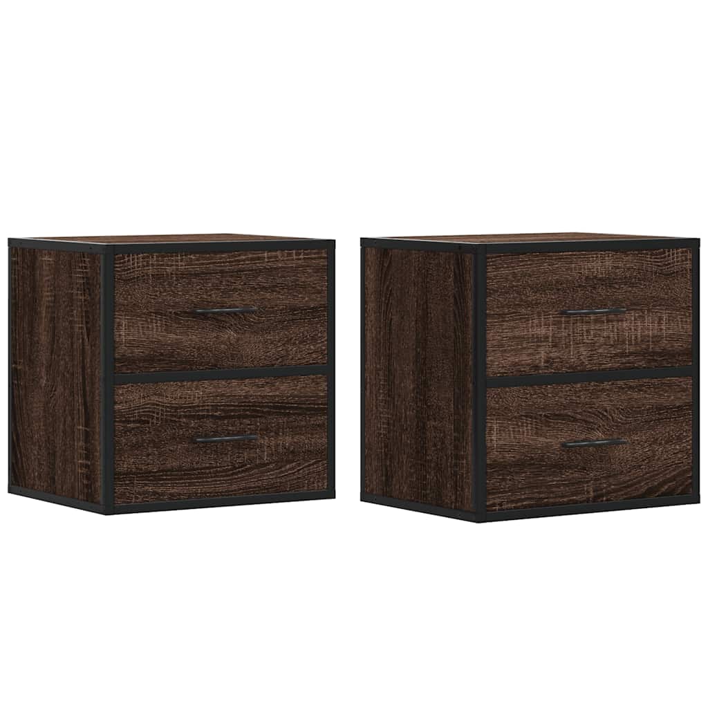 Comodini a Muro 2 pz Rovere Marrone 40x31x39,5 cm