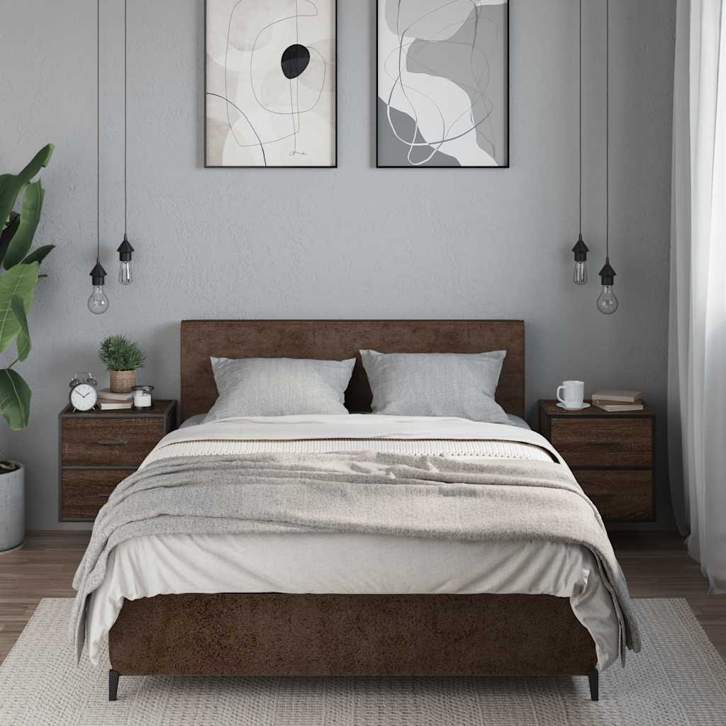 Comodini a Muro 2 pz Rovere Marrone 40x31x39,5 cm