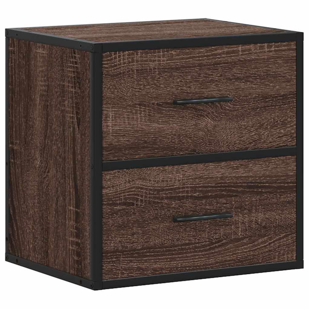 Comodini a Muro 2 pz Rovere Marrone 40x31x39,5 cm