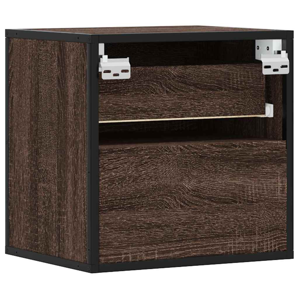 Comodini a Muro 2 pz Rovere Marrone 40x31x39,5 cm