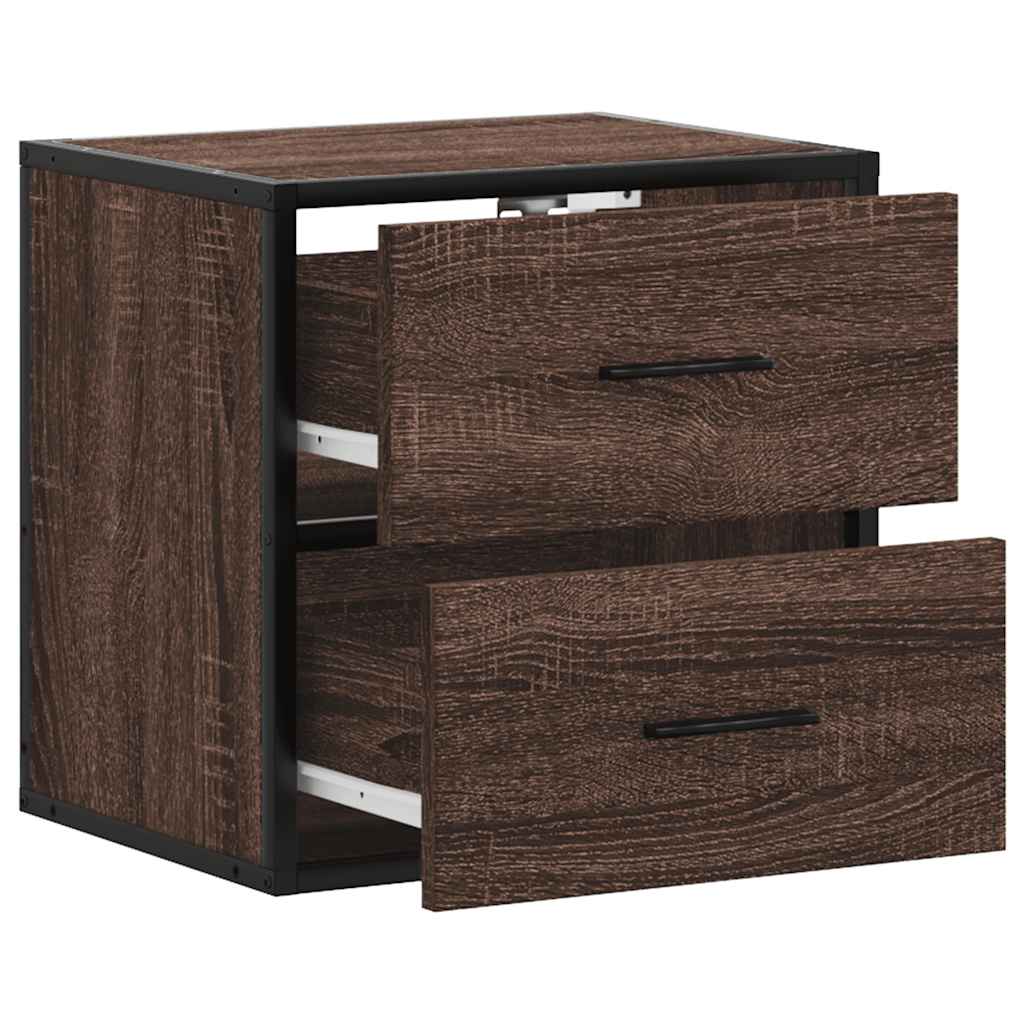 Comodini a Muro 2 pz Rovere Marrone 40x31x39,5 cm