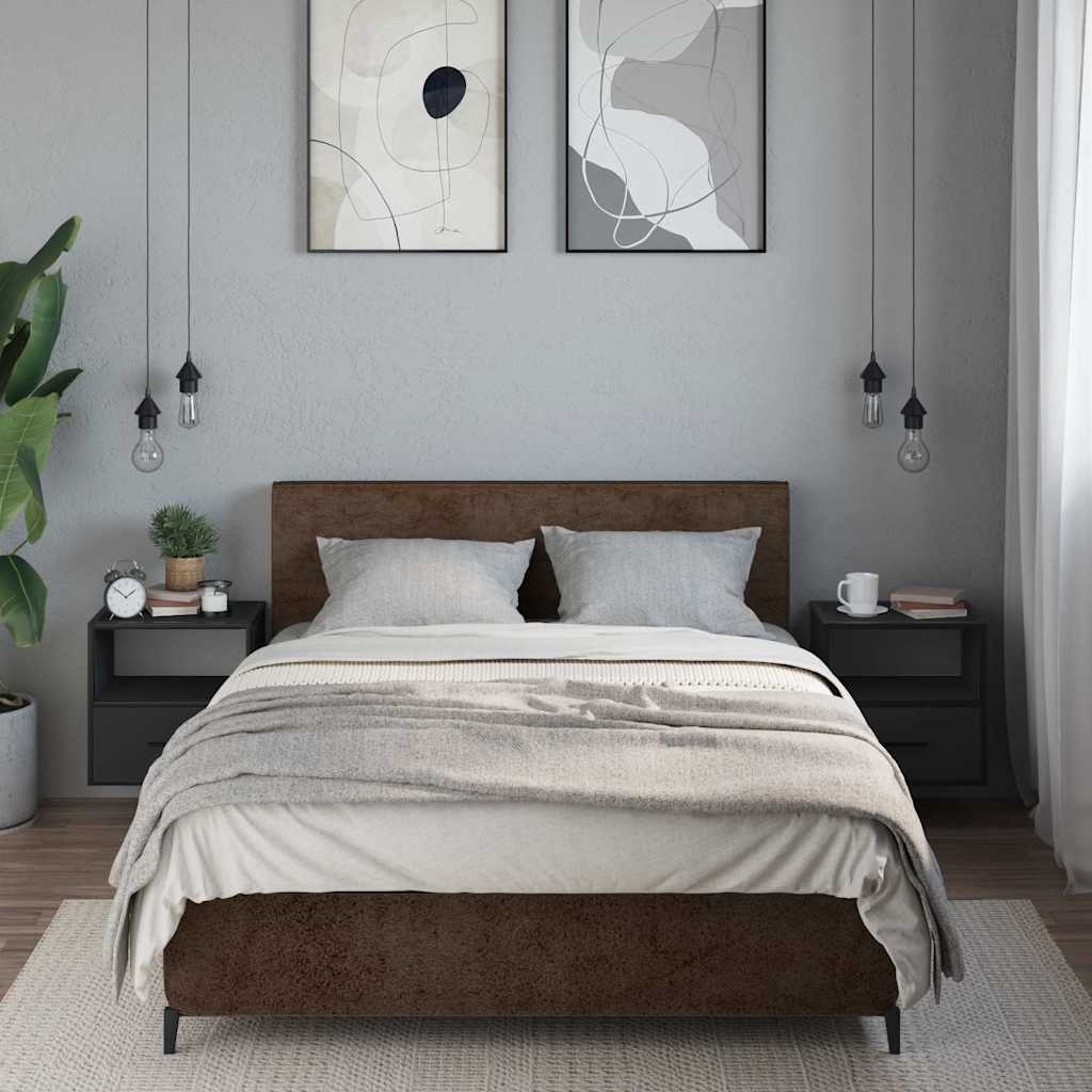 Comodini a Muro 2 pz Nero 40x31x39,5 cm