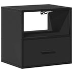 Comodini a Muro 2 pz Nero 40x31x39,5 cm