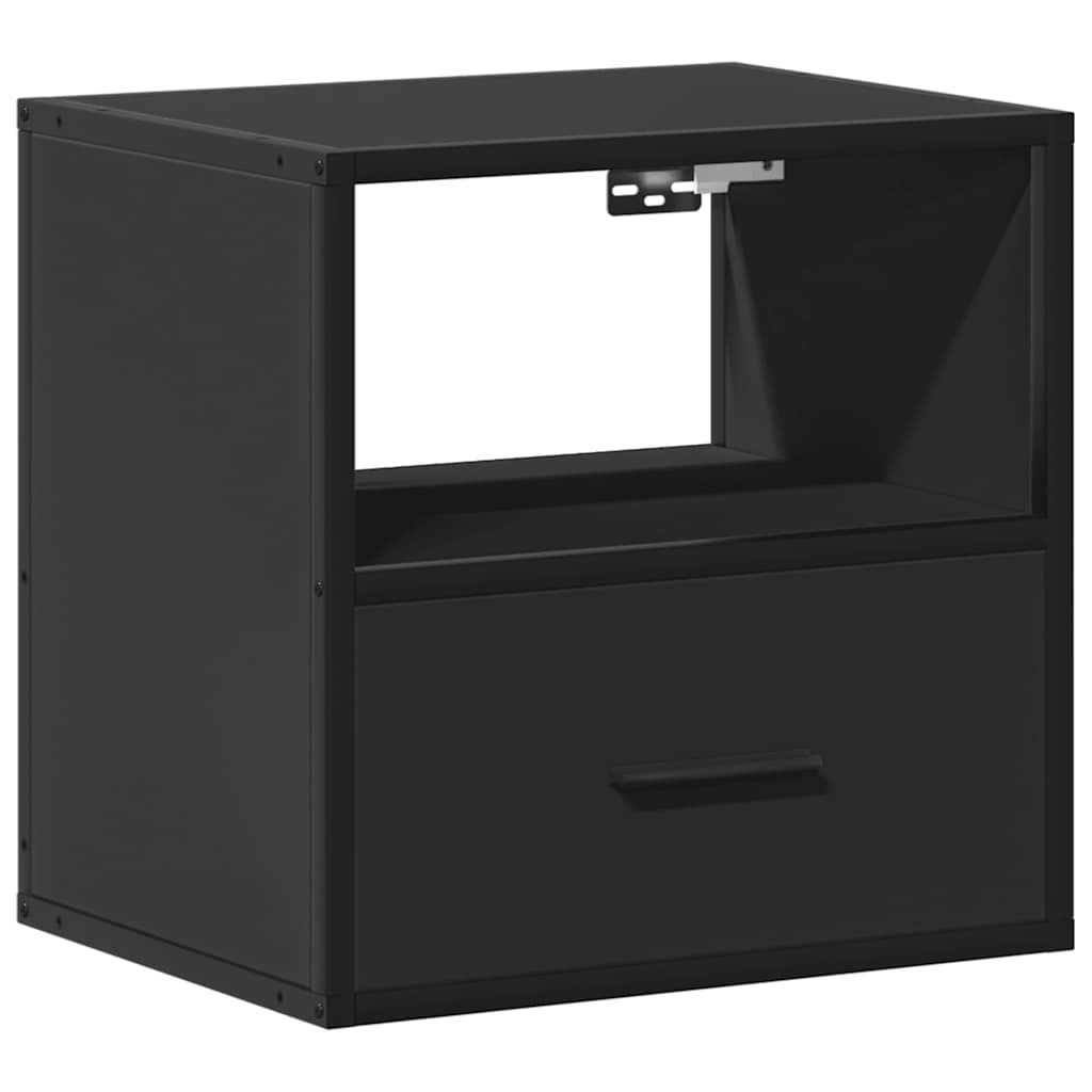 Comodini a Muro 2 pz Nero 40x31x39,5 cm