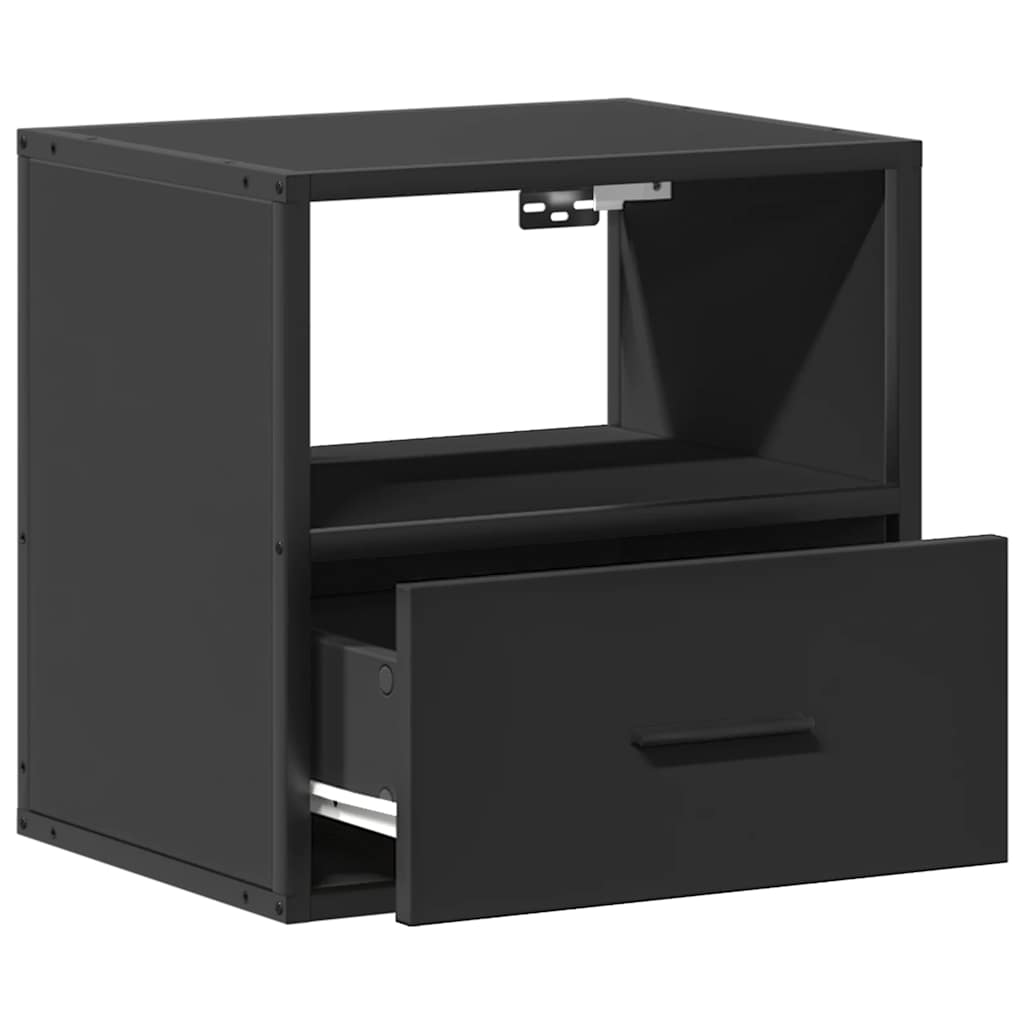 Comodini a Muro 2 pz Nero 40x31x39,5 cm