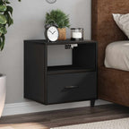 Comodini a Muro 2 pz Nero 40x31x39,5 cm