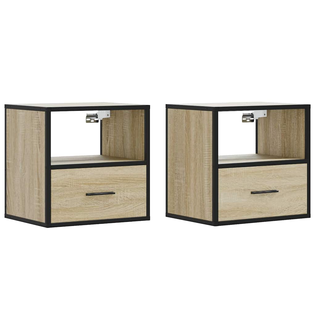 Comodini a Muro 2 pz Rovere Sonoma 40x31x39,5 cm
